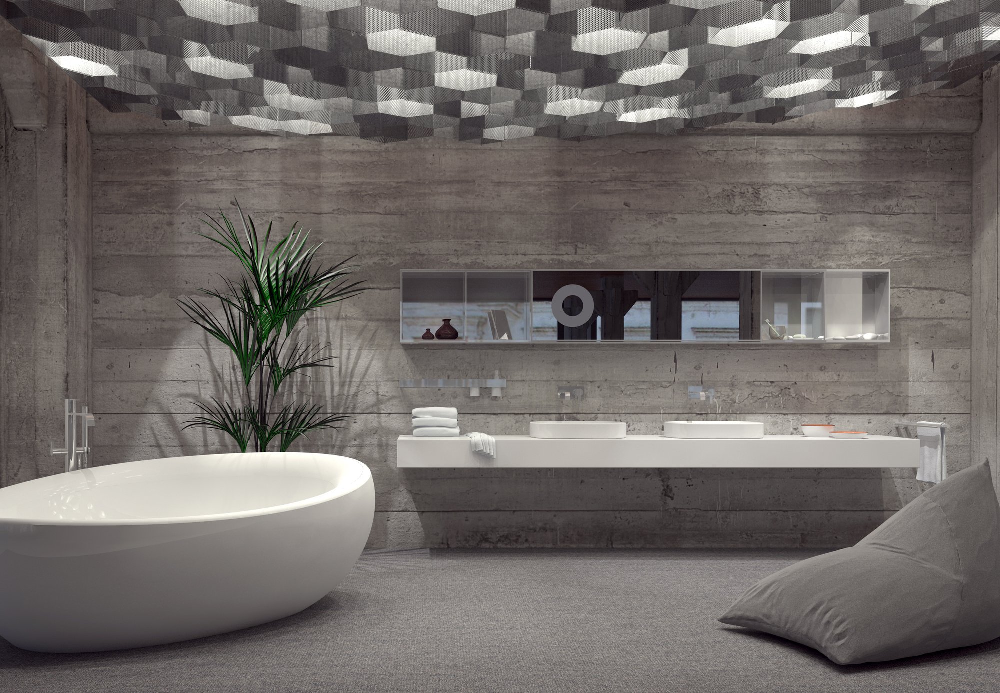 Modern Grey Luxury Bathroom Interior